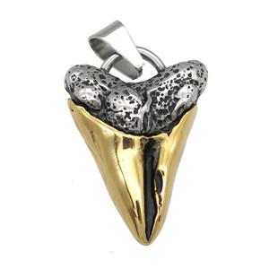 stainless steel shark-tooth pendant, gold plated, approx 28-38mm