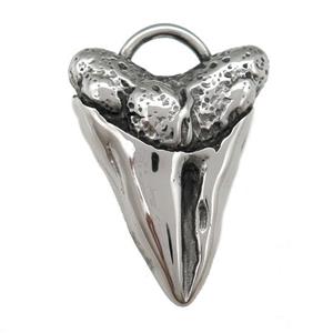 stainless steel Shark-tooth pendant, antique silver, approx 28-38mm