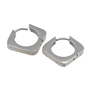 stainless steel Latchback Earring, square, platinum plated, approx 19-21mm
