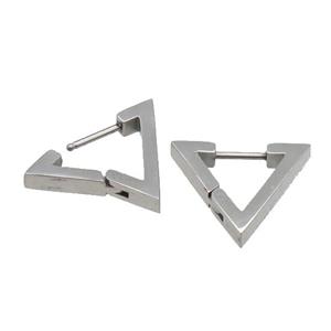 stainless steel Latchback Earring, triangle, platinum plated, approx 16-18mm