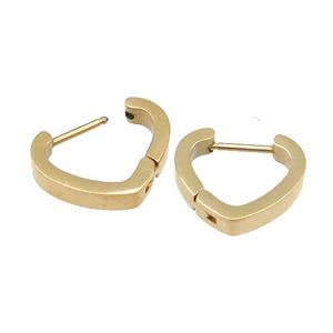 stainless steel Latchback Earring, heart, gold plated, approx 14-15mm