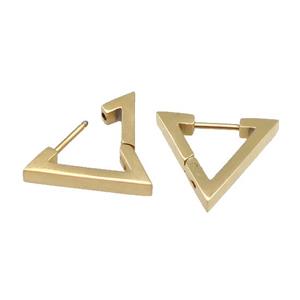 stainless steel Latchback Earring, triangle, gold plated, approx 16-18mm