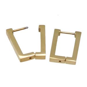 stainless steel Latchback Earring, rectangle, gold plated, approx 12.5-20mm