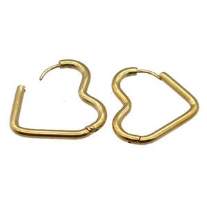 stainless steel Latchback Earring, heart, gold plated, approx 17-25mm