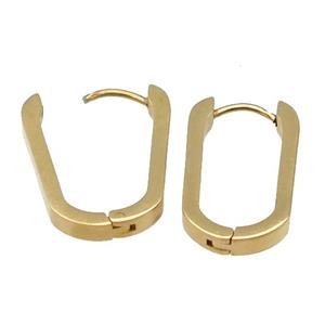 stainless steel Latchback Earring, oval, gold plated, approx 12-21mm
