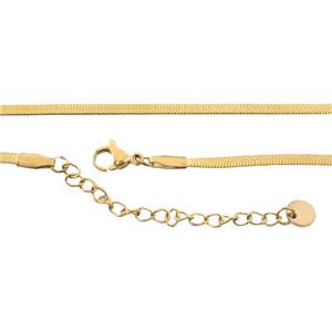 stainless steel necklace Chain, snakeskin, gold plated, approx 2.5mm, 40-45cm length
