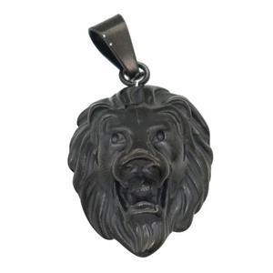 stainless steel Lion pendant, black plated, approx 28-38mm