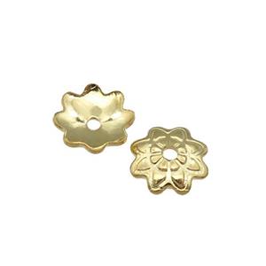 stainless steel beadcaps, gold plated, approx 7.5mm