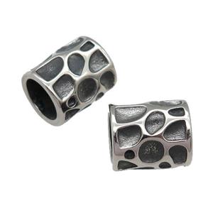 Stainless Steel Tube Beads Large Hole Antique Silver, approx 12-13mm, 9mm hole