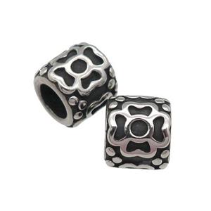 Stainless Steel tube Beads, antique silver, approx 8-9mm, 5mm hole