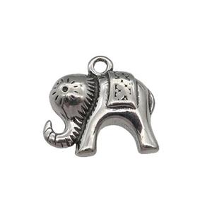 Stainless Steel elephant pendant, antique silver, approx 14-15mm