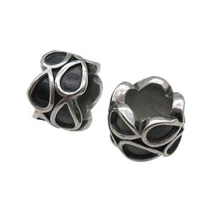 Stainless Steel tube Beads, antique silver, approx 11mm, 6mm hole