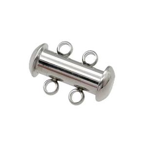 raw Stainless Steel Magnetic Clasp, 2-Strand Slide Tube, approx 6.5-15mm