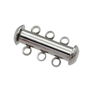 raw Stainless Steel Magnetic Clasp, 3-Strand Slide Tube, approx 6.5-21mm
