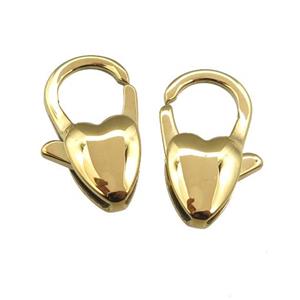 Stainless Steel Lobster Clasp, gold plated, approx 12-20mm