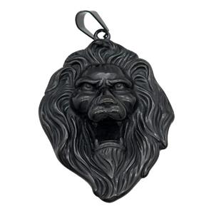 Stainless Steel Lion pendant, black plated, approx 46-62mm