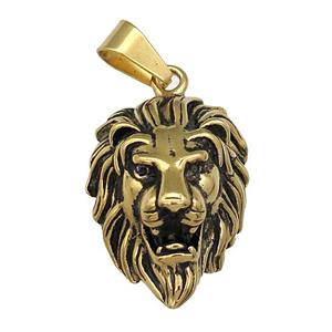 Stainless Steel Lion Charms Pendant Antique Gold, approx 28-38mm