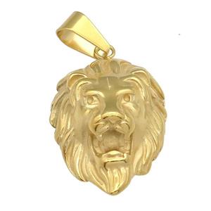 Stainless Steel Lion pendant, gold plated, approx 28-38mm