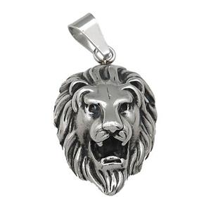 raw Stainless Steel charm Lion pendant, approx 28-38mm