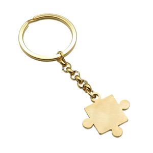 Stainless Steel keychain pendant gold plated, approx 20-25mm, 30mm dia