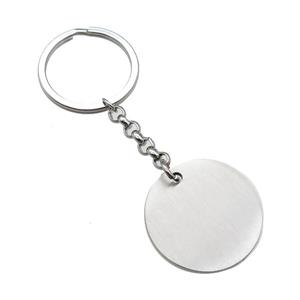 raw Stainless Steel keychain pendant circle, approx 32mm, 30mm dia