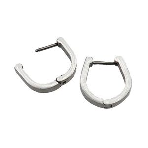 raw Stainless Steel Latchback Earring, approx 14mm