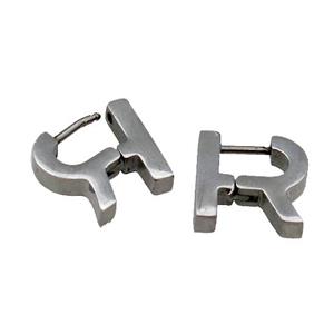 raw Stainless Steel Latchback Earring, approx 13mm