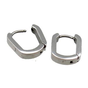 raw Stainless Steel Latchback Earring oval, approx 11-13mm