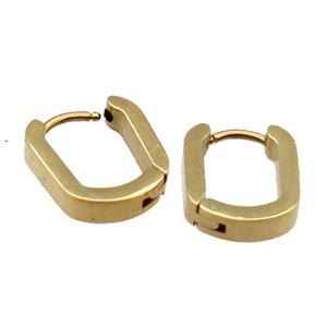 Stainless Steel Latchback Earring oval gold plated, approx 11-13mm