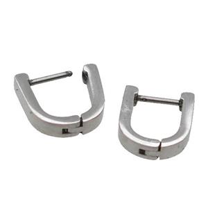 raw Stainless Steel Latchback Earring Ushape, approx 11-13mm