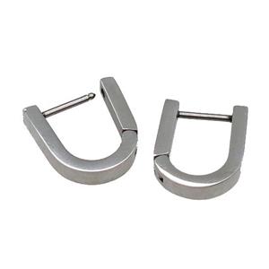 raw Stainless Steel Latchback Earring U-shape, approx 12-15mm