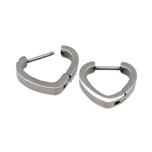 raw Stainless Steel Latchback Earring heart , approx 14-15mm