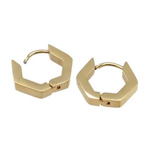 Stainless Steel Latchback Earring hexagon gold plated, approx 14mm