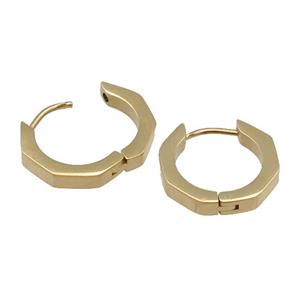 Stainless Steel Latchback Earring polygon gold plated, approx 18mm
