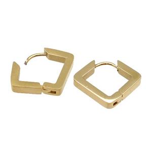 Stainless Steel Latchback Earring square gold plated, approx 17-20mm