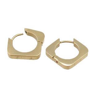 Stainless Steel Latchback Earring square gold plated, approx 19-21mm