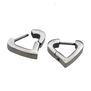 raw Stainless Steel Latchback Earring heart, approx 15mm