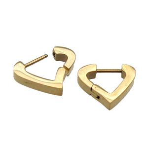 Stainless Steel Latchback Earring heart gold plated, approx 15mm