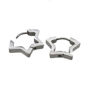 raw Stainless Steel Latchback Earring star, approx 18mm