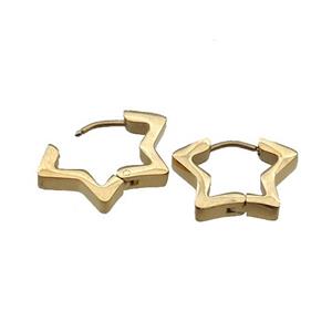 Stainless Steel Latchback Earring star gold plated, approx 18mm