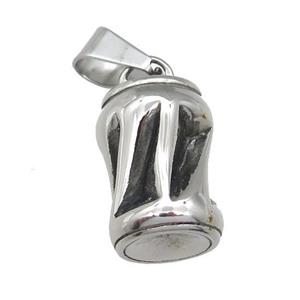 Stainless Steel cans bottle pendant antique silver, approx 15-24mm