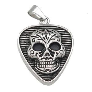 Stainless Steel Skull charm pendant antique silver, approx 38-45mm