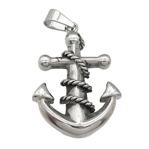 Stainless Steel anchor charm pendant antique silver, approx 32-50mm