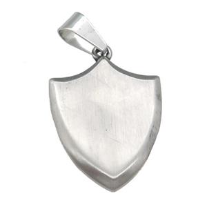 raw Stainless Steel shield pendant, approx 29-36mm