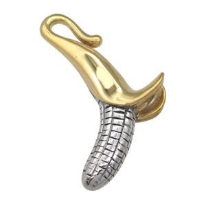 Stainless Steel banana charm pendant gold plated, approx 20-57mm