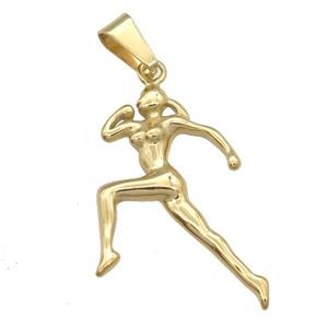 Stainless Steel Runner charm pendant beauty gold plated, approx 25-45mm