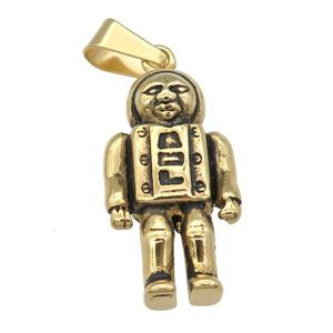 Stainless Steel astronaut pendant antique gold, approx 18-34mm