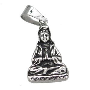Stainless Steel buddha pendant antique silver, approx 21-32mm