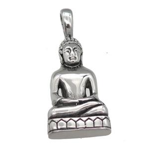 Stainless Steel buddha pendant antique silver, approx 21-50mm