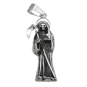 Stainless Steel skull charm pendant Grim Reaper antique silver, approx 18-53mm